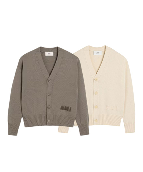 [병행수입][아미] 자수코튼 긴팔 가디건_아이보리 S